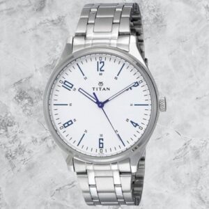 Titan Trendy White Dial Silver Stainless Steel Strap Analog Men's Watch