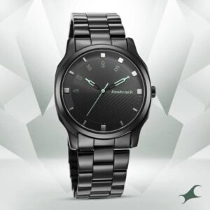 Fastrack Stunners Quartz Analog Black Dial Stainless Steel Strap Watch for Guys