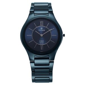 Titan Edge Ceramic Analog Blue Dial Blue Strap Watch For Men