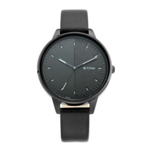 Titan Women's Precision Simplicity Watch Black Gradient Dial with Leather Strap
