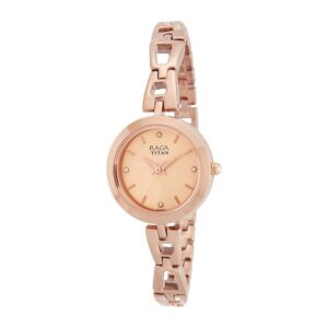 Titan Raga Beige Dial Women Analog Watch With Metal Strap