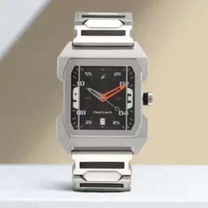 Fastrack Party Analog Black Dial Steel Strap Watch For Men's