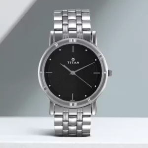 Titan Trendy Watch for Men, Black Dial Steel Strap Analog Men's Watch