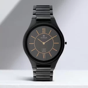 Titan Edge Ceramic Analog Black Dial Black Strap Men's Watch