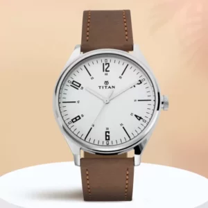 Titan Workwear Watch with Silver Dial with Leather Strap Men's Watch