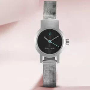 Fastrack Black Dial Silver Mesh Chain Analog Women's watch