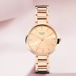 Titan Viva Rose Gold Dial Metal Strap Analog Watch For Women's