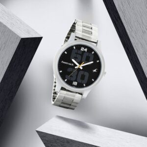 Fastrack Bold Quartz Analog Black Dial Stainless Steel Strap Watch