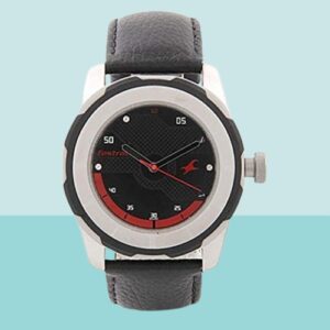 Fastrack Analog Black Dial Black Leather Strap Watch For Men's