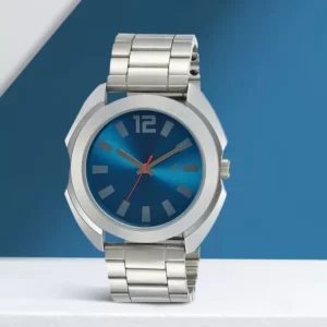 Fastrack Analog Blue Dial Silver Metal Strap Watch For Men's