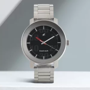 Fastrack Trendy Analog Black Dial Silver Stainless Steel Strap Men's Watch