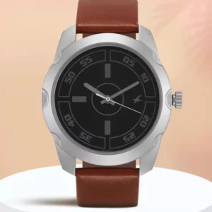 Fastrack Trendy Black Dial Leather Strap Analog Men's Watch