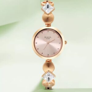 Titan Raga Love All Pink Dial Analog Metal Strap Watch for Women