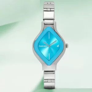 Fastrack Asymmetrical Watch for Women, Blue Dial Stainless Steel Strap