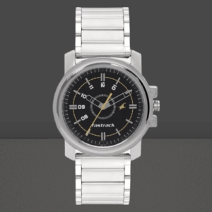 Fastrack Analog Black Dial Silver Stainless Steel Strap Men's Watch