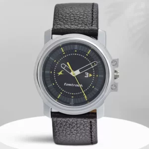 Fastrack Economy Analog Black Dial Black Strap Watch For Men's