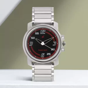 Fastrack Analog Black Dial Silver Stainless Steel Strap Men's Watch