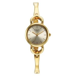 Titan Raga Quartz Analog Gold Round Shaped Dial Gold