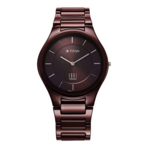 Titan Wine Ceramic Quartz Analog Maroon Dial Ceramic Strap Watch for Men