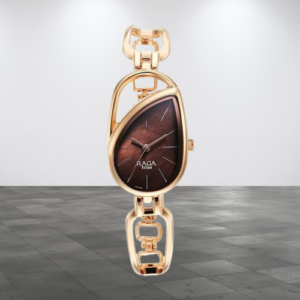 Titan Women Brass Analog Brown Dial Golden Strap Casual Watch