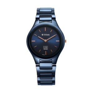 Titan Watch For Women Quartz Analog Atlantic Blue Dial Ceramic Strap