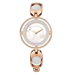 Fastrack Women Pulse III Silver Dial Brass Strap Analog Watch